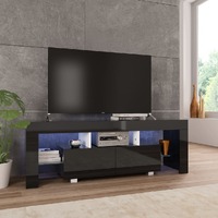  TV Cabinet with LED Lights High Gloss Black 130x35x45 cm
