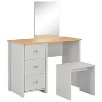  Dressing Table with Mirror and Stool Grey 104x45x131 cm