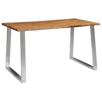  Dining Table 140x80x75 cm Solid Acacia Wood and Stainless Steel