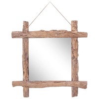  Log Mirror Natural 70x70 cm Recycled Teak Wood