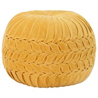  Pouffe Cotton Velvet Smock Design 40x30 cm Yellow