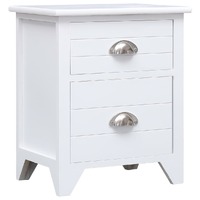  Nightstand White 38x28x45 cm Paulownia Wood