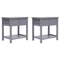  Nightstands 2 pcs Grey 40x29x42 cm Paulownia Wood