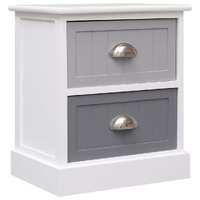  Nightstand Grey 38x28x45 cm Paulownia Wood