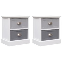  Nightstands 2 pcs Grey 38x28x45 cm Paulownia Wood