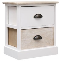  Nightstand White and Natural 38x28x45 cm Paulownia Wood