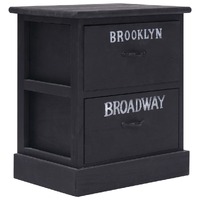  Nightstand Black 38x28x45 cm Paulownia Wood