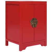  Bedside Cabinet Red 38x28x52 cm Paulownia Wood