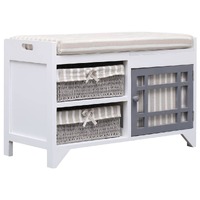  Hall Bench White 70x33.5x45 cm Paulownia Wood