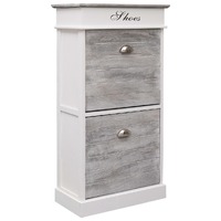  Shoe Cabinet Grey 50x28x98 cm Paulownia Wood