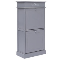  Shoe Cabinet Grey 50x28x98 cm Paulownia Wood