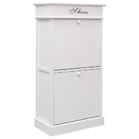  Shoe Cabinet White 50x28x98 cm Paulownia Wood