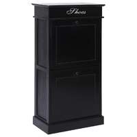  Shoe Cabinet Black 50x28x98 cm Paulownia Wood