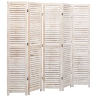  5-Panel Room Divider White 175x165 cm Wood