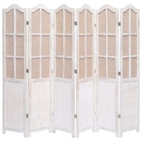 6-Panel Room Divider White 210x165 cm Fabric