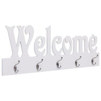  Wall Mounted Coat Rack WELCOME White 74x29.5 cm