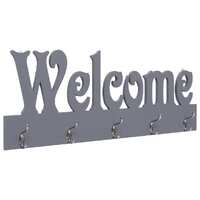  Wall Mounted Coat Rack WELCOME Grey 74x29.5 cm