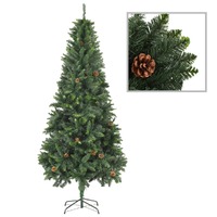 Artificial Christmas Tree with Pine Cones Green 210 cm