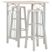  3 Piece Bar Set Wood and Steel