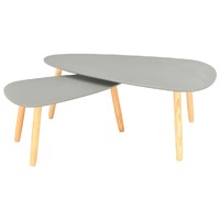  Coffee Tables 2 pcs Grey Solid Pinewood