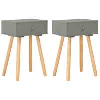  Bedside Tables 2 pcs Grey Solid Pinewood
