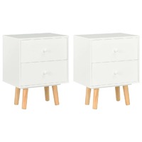  Bedside Cabinets 2 pcs White 40x30x50 cm Solid Pinewood