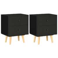  Bedside Cabinets 2 pcs Black 40x30x50 cm Solid Pinewood