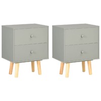  Bedside Cabinets 2 pcs Grey 40x30x50 cm Solid Pinewood
