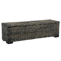  Storage Box 120 cm Black Kubu Rattan and Solid Mango Wood