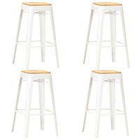  Bar Stools 4 pcs White Solid Mango Wood