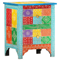  Hand Painted Bedside Cabinet 40x30x50 cm Solid Mango Wood