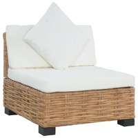  Armless Sofa with Cushions Natural Rattan