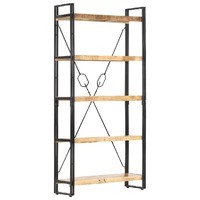  5-Tier Bookcase 90x30x180 cm Solid Mango Wood