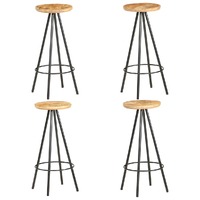  Bar Stools 4 pcs Rough Mango Wood