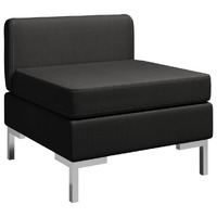  Sectional Middle Sofa with Cushion Fabric Black