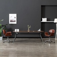  Swivel Dining Chair Brown Faux Leather