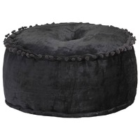  Round Pouffe Velvet 40x20 cm Anthracite