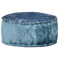  Round Pouffe Velvet 40x20 cm Blue