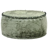  Round Pouffe Velvet 40x20 cm Green