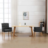  Dining Chair with Armrests Grey Fabric