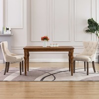  Dining Chairs 2 pcs Beige Fabric