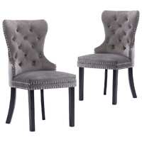  Dining Chairs 2 pcs Grey Velvet