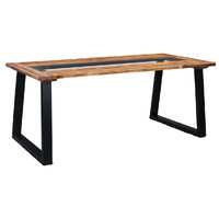  Dining Table 180x90x75 cm Solid Acacia Wood and Glass