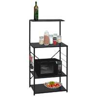  Microwave Cabinet Black 60x39.6x123 cm Engineered Wood