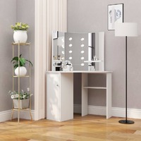  Corner Dressing Table Make-up Table with LED Light White