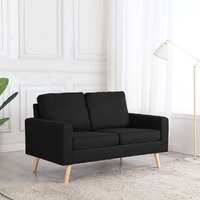  2-Seater Sofa Black Fabric