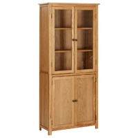  Bookcase with 4 Doors 80x35x180 cm Solid Oak Wood and Glass