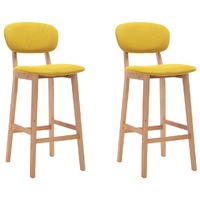  Bar Stools 2 pcs Mustard Yellow Fabric