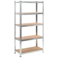  5-Layer Heavy-duty Shelf Silver Steel&amp;Engineered Wood