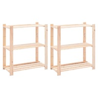  3-Tier Storage Racks 2 pcs 80x38x90 cm Solid Wood Pine 150 kg